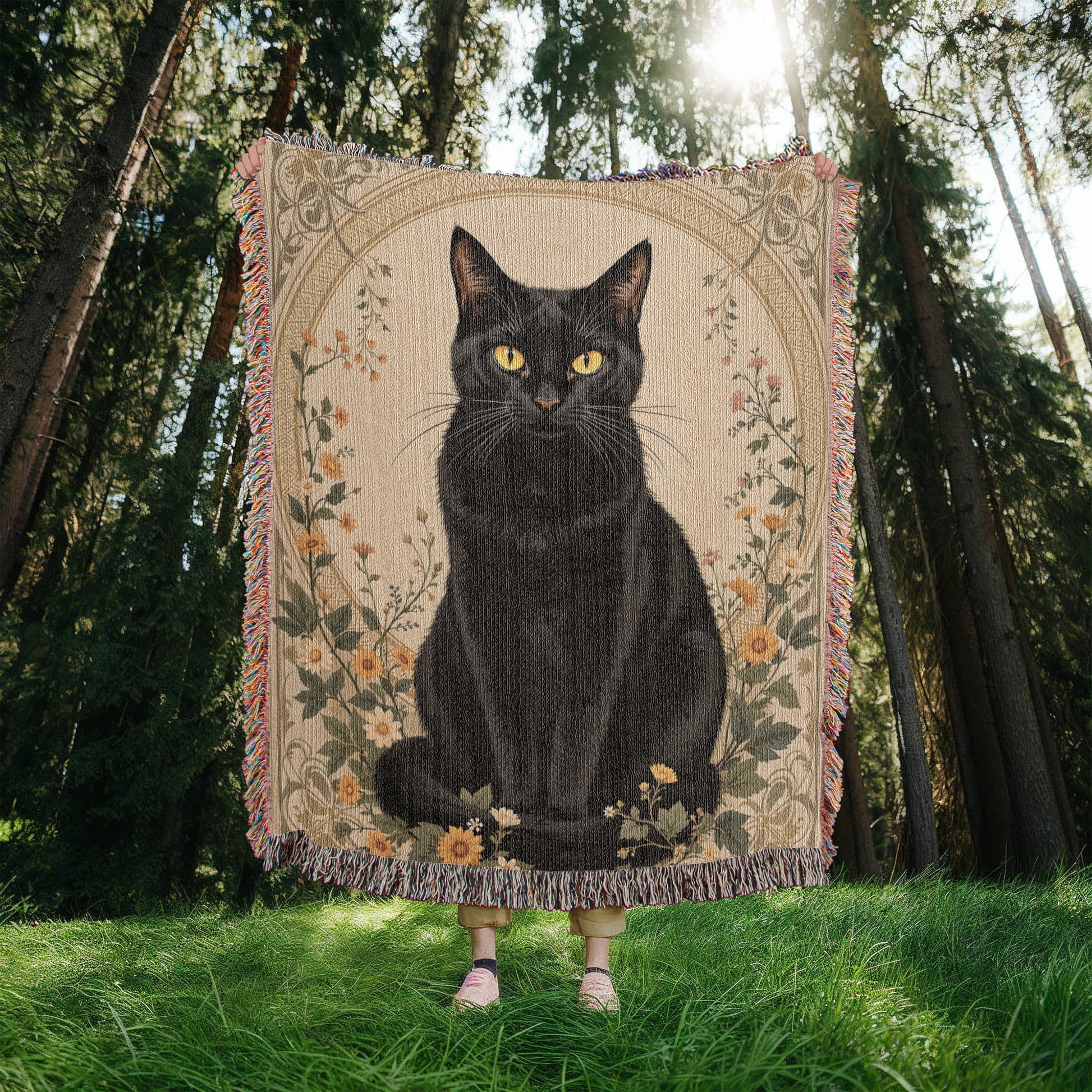 Black Cat Woven Blanket-[Heartfelt Family Gift]