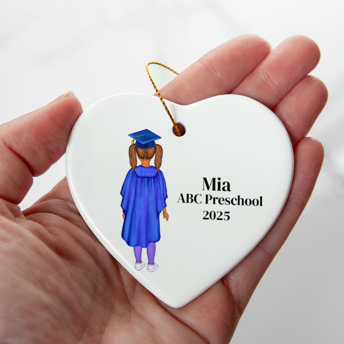 Preschool Graduation Ceramic Heart Ornament