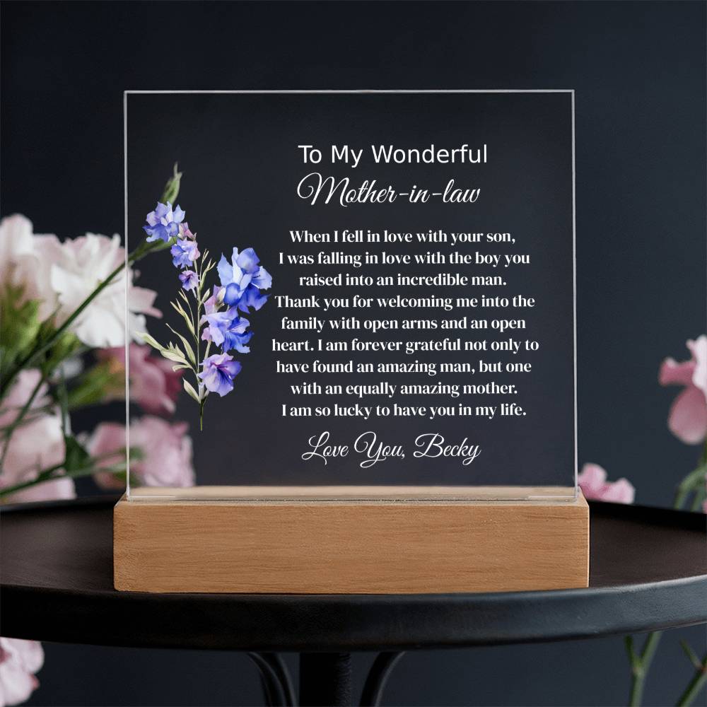 Personalized Mother In Law Lighted Plaque