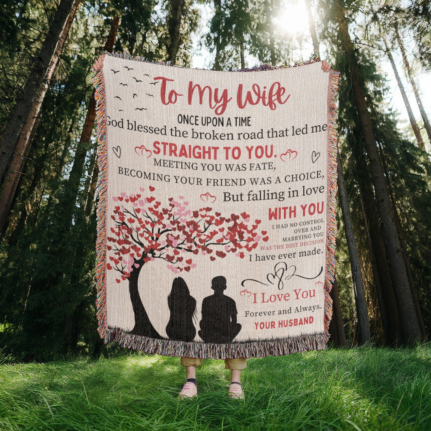 To My Wife Woven Blanket Gift from Husband-[Heartfelt Family Gift]