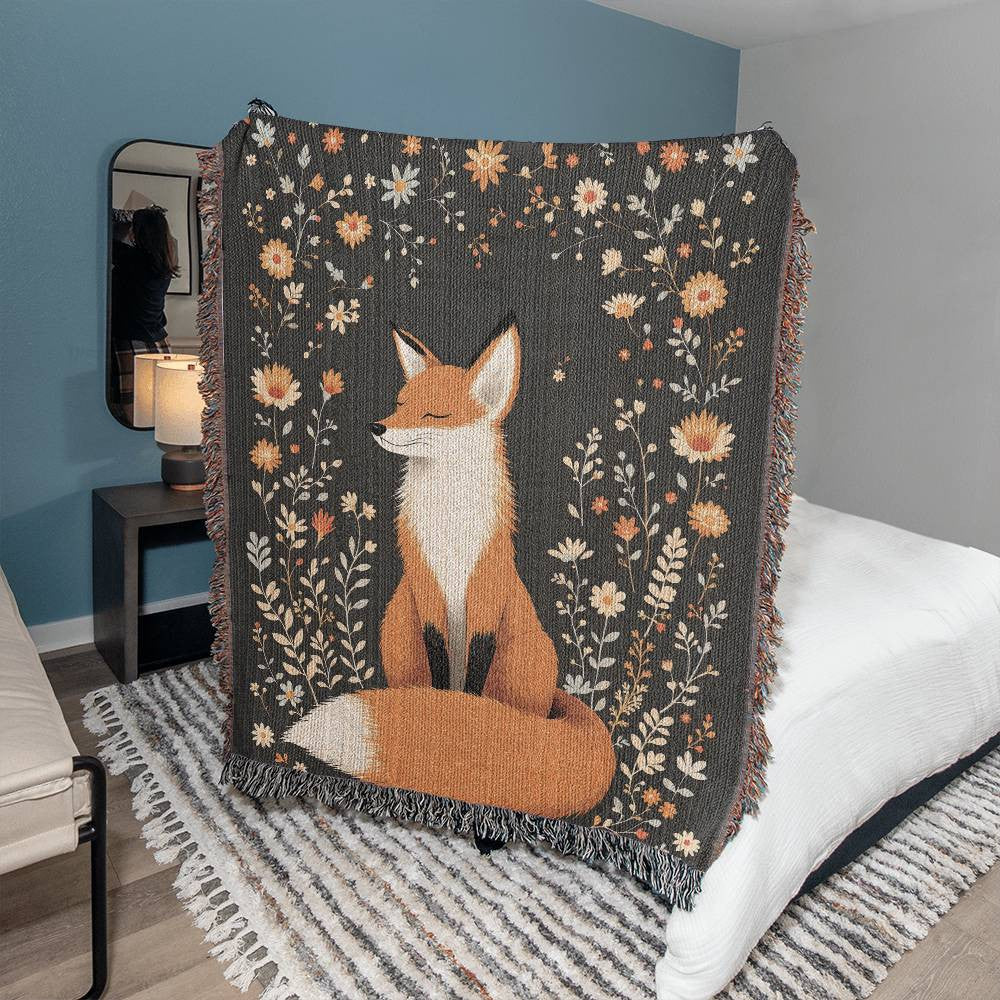 Fox Woven Cotton Throw Blanket-[Heartfelt Family Gift]