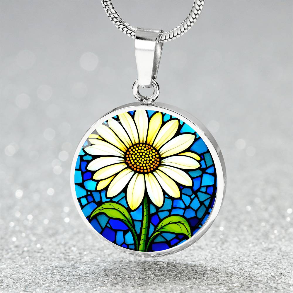 Sunflower Floral Necklace with Engraving