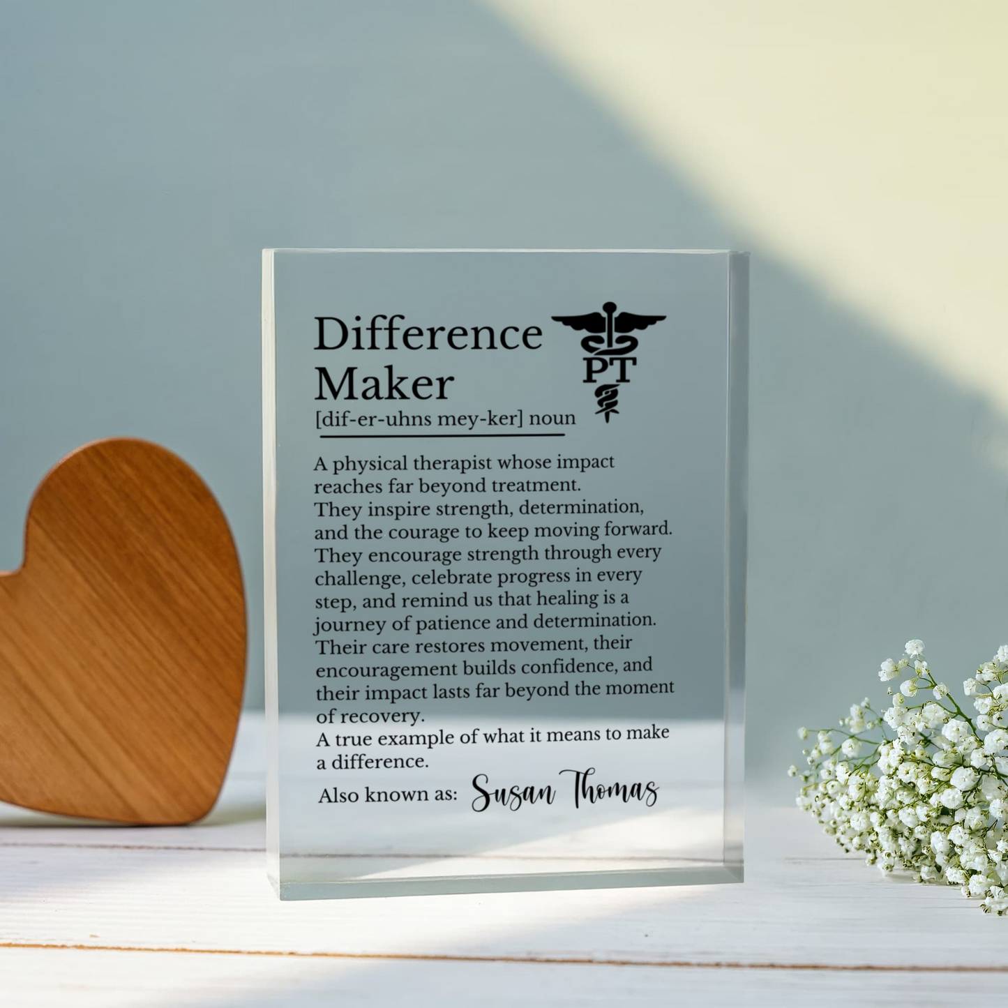 Physical Therapist Difference Maker Plaque
