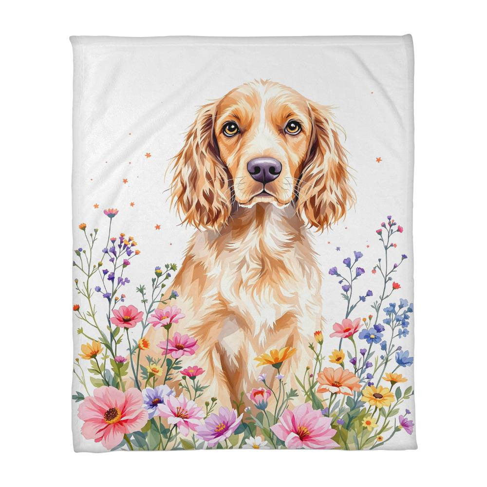 Wildflower Floral Cocker Spaniel Dog Blanket-[Heartfelt Family Gift]