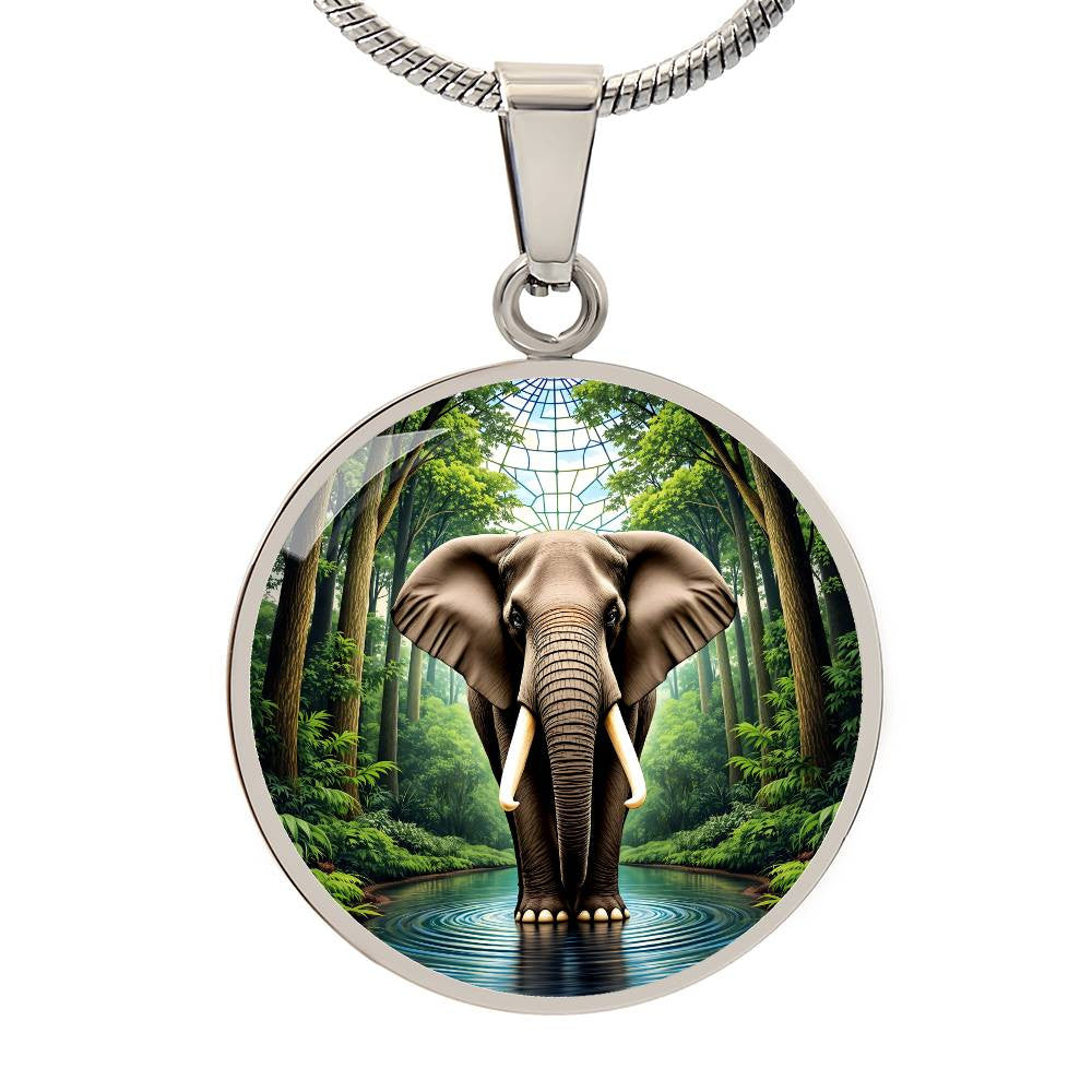 Elephant Circle Necklace with Engraving-[Heartfelt Family Gift]