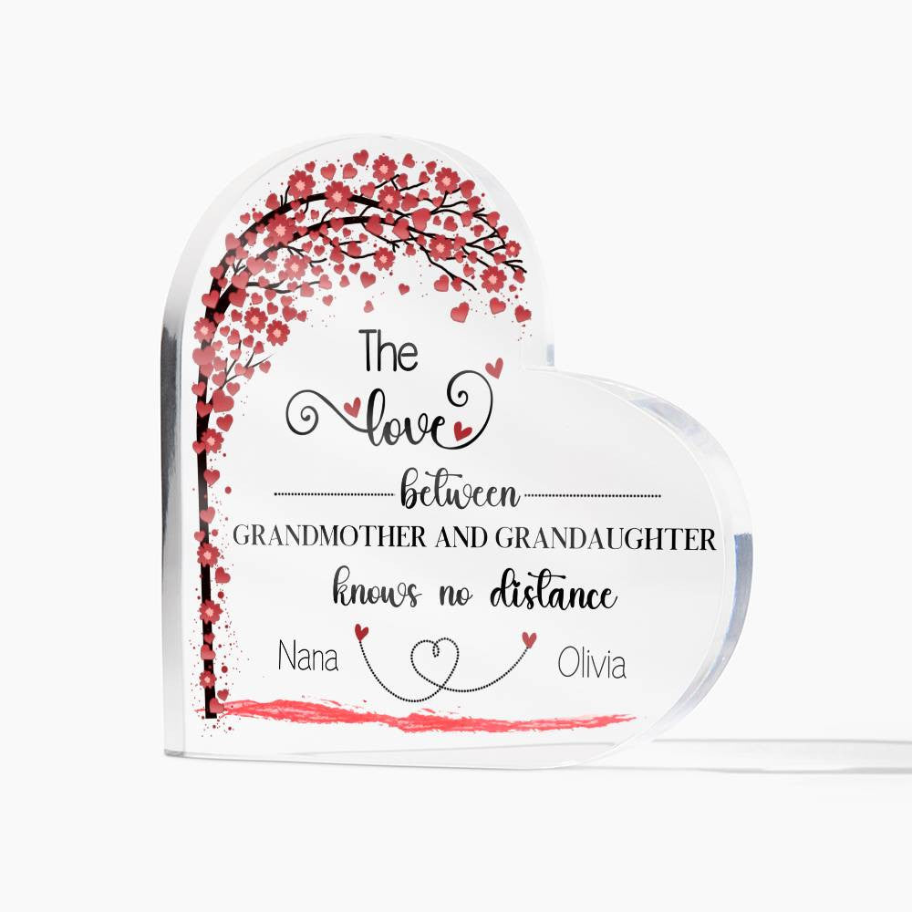 Grandma Granddaughter Distance Heart Plaque-[Heartfelt Family Gift]