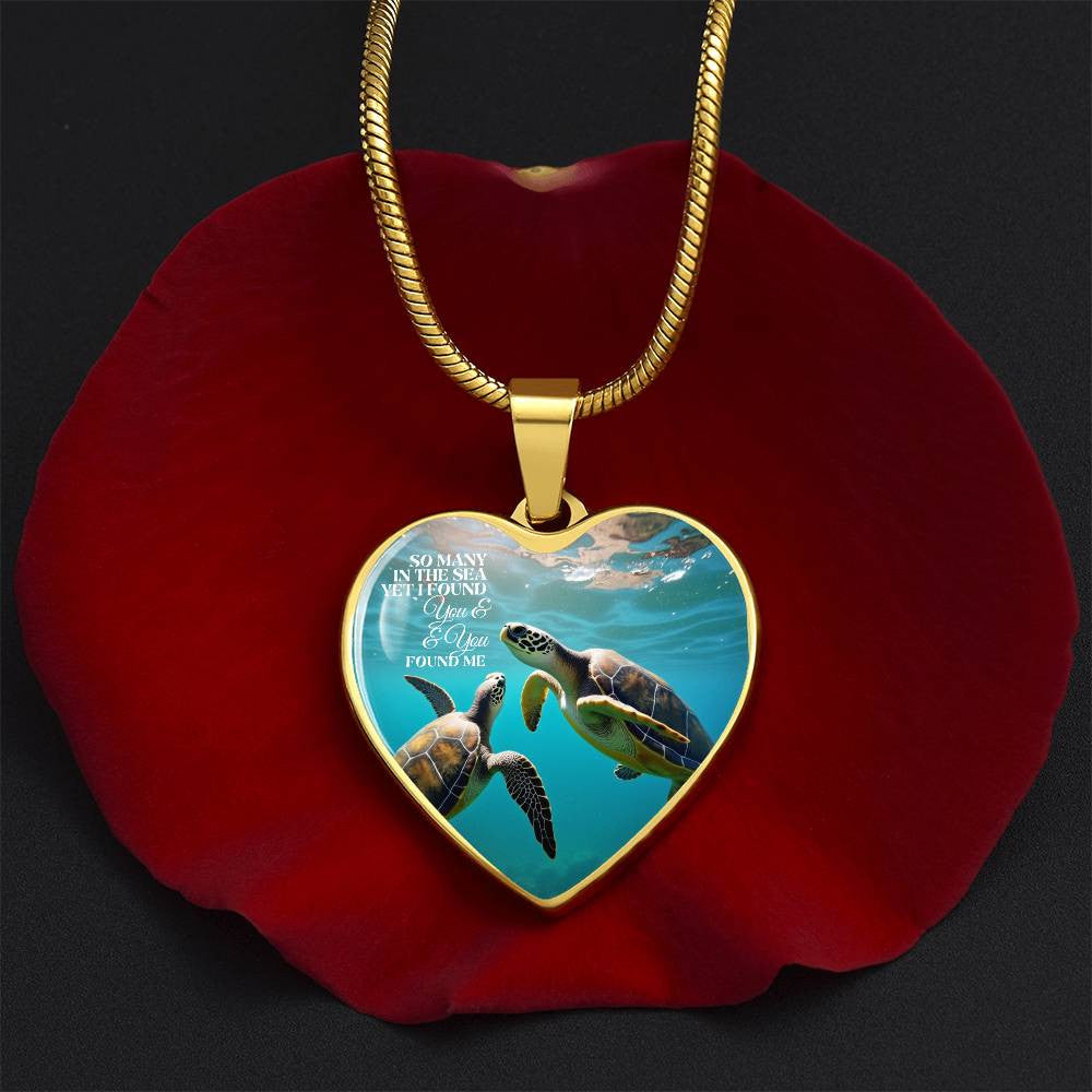 So Many In The Sea Turtles Heart Necklace with Engraving-[Heartfelt Family Gift]