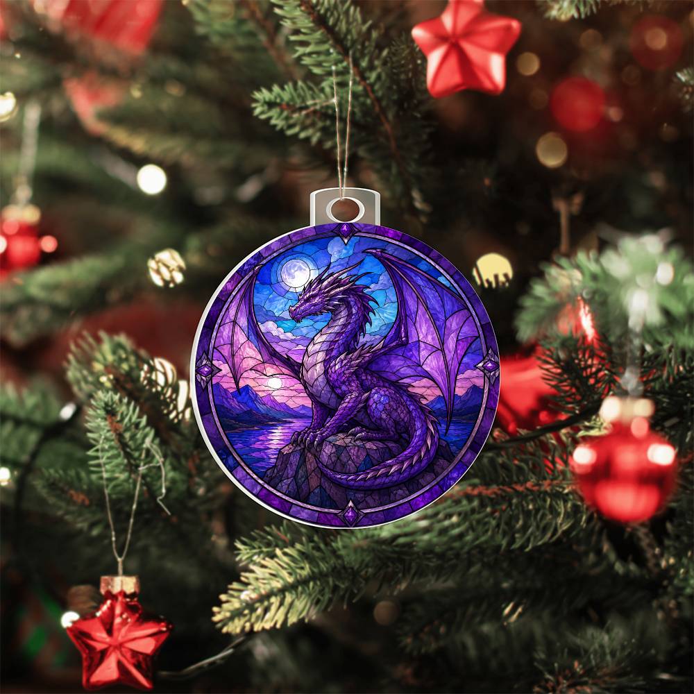 Purple Dragon Christmas Ornament