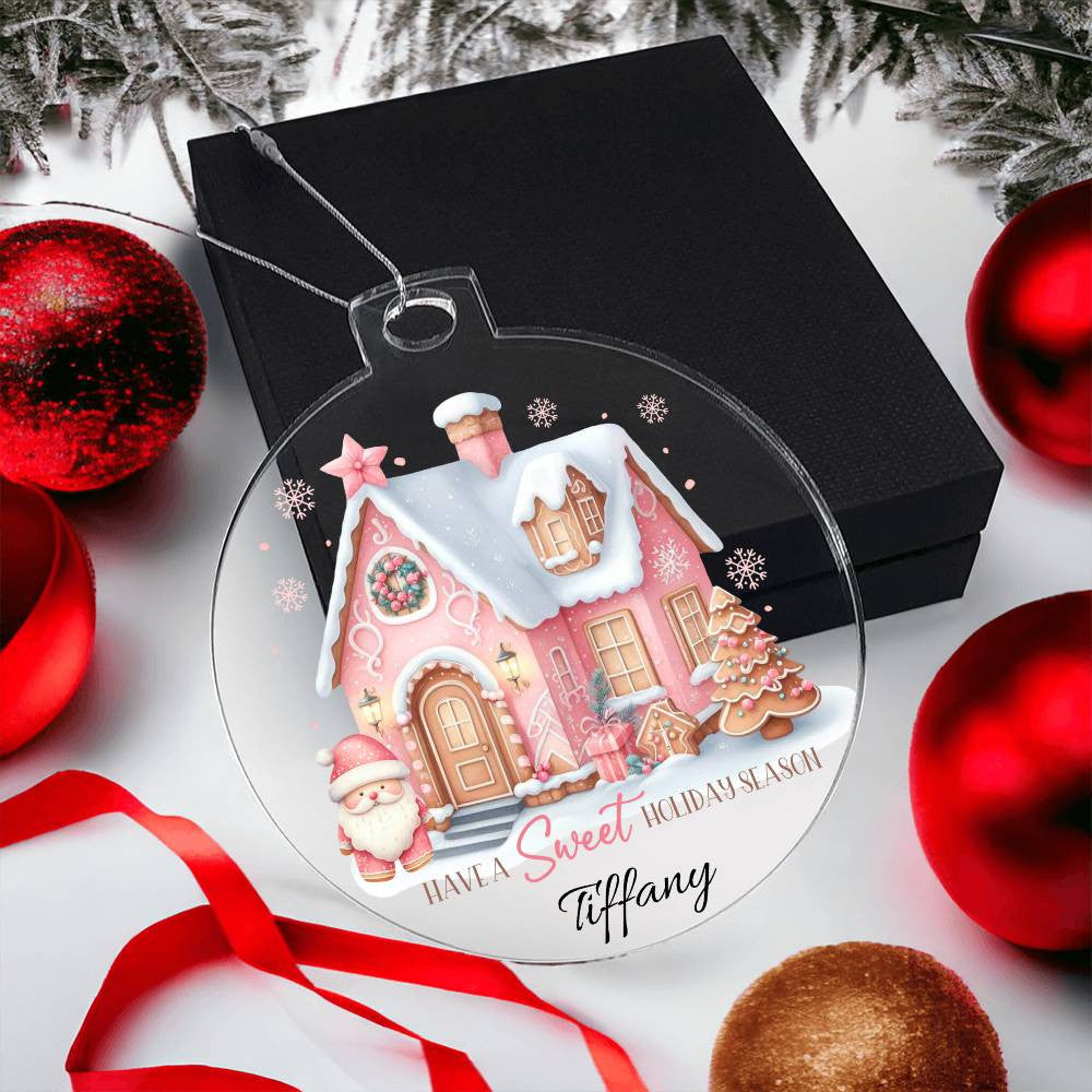 Pink holiday season Acrylic Christmas Ornament-[Heartfelt Family Gift]