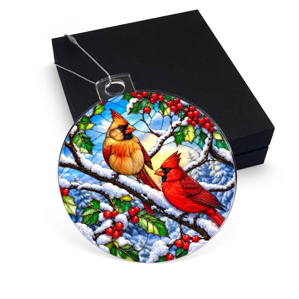 Cardinal Stained Glass Ornament
