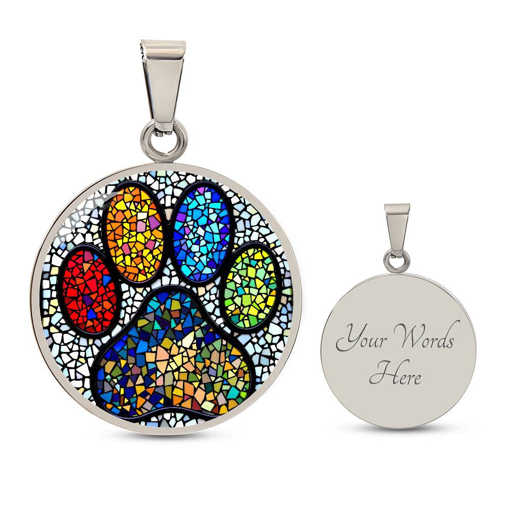 Paw Print Rainbow Bridge Pendant Necklace-[Heartfelt Family Gift]