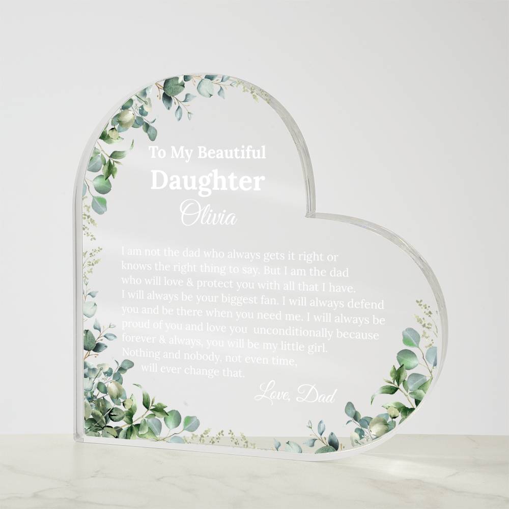 Personalized Daughter Heart Plaque, Father to Daughter Gift,