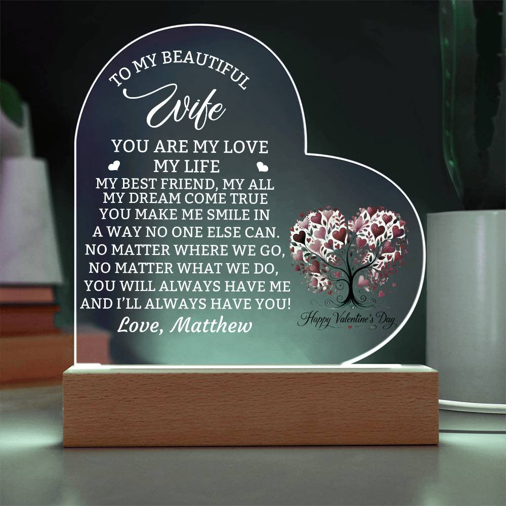 Valentines Day Acrylic Heart Gift for Wife-[Heartfelt Family Gift]