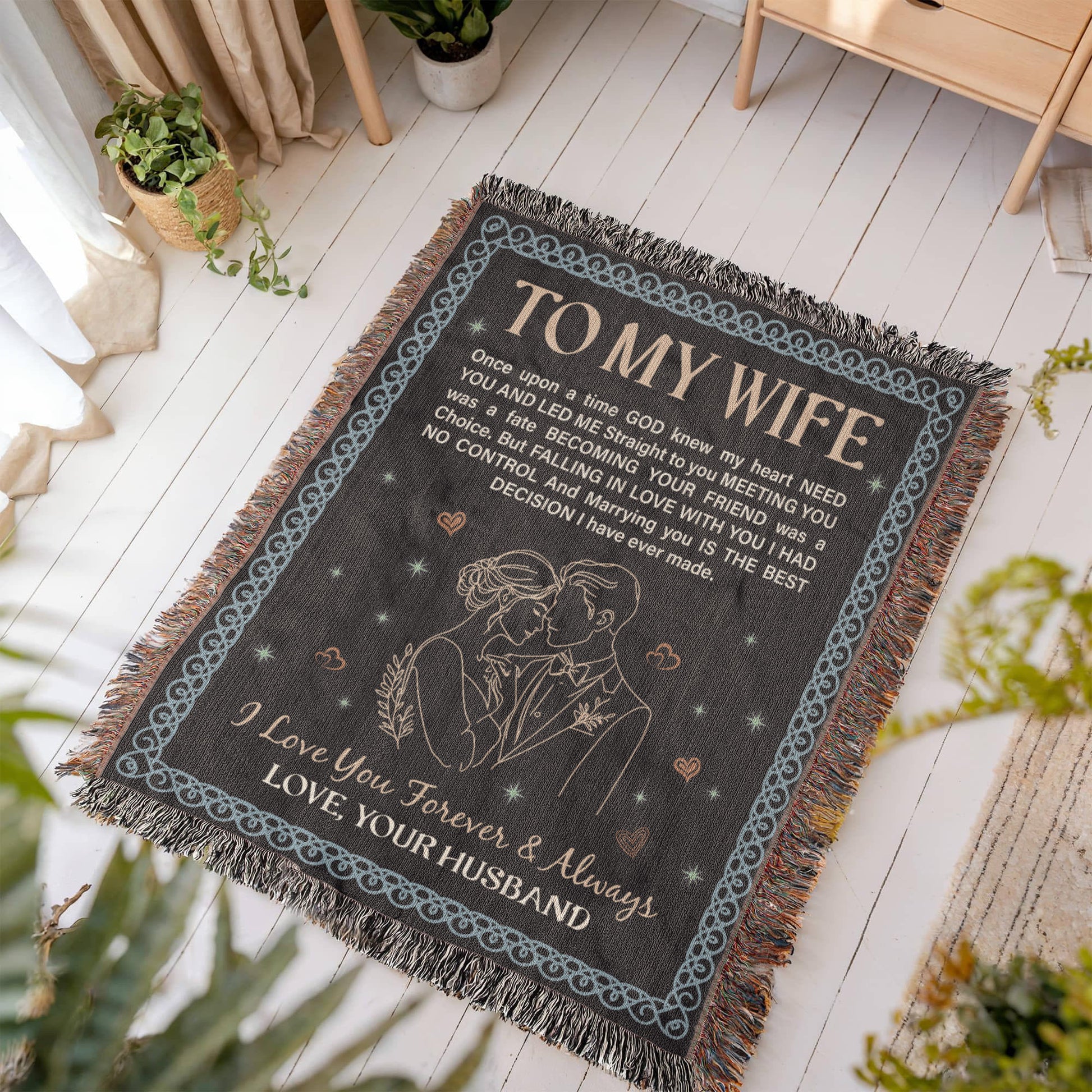 To my wife- Heirloom Woven Blanket 50x60-[Heartfelt Family Gift]