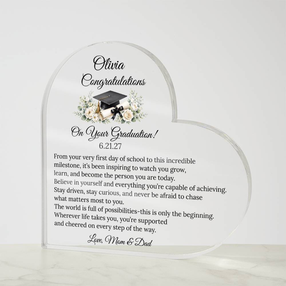 Personalized Graduation Acrylic Heart Gift
