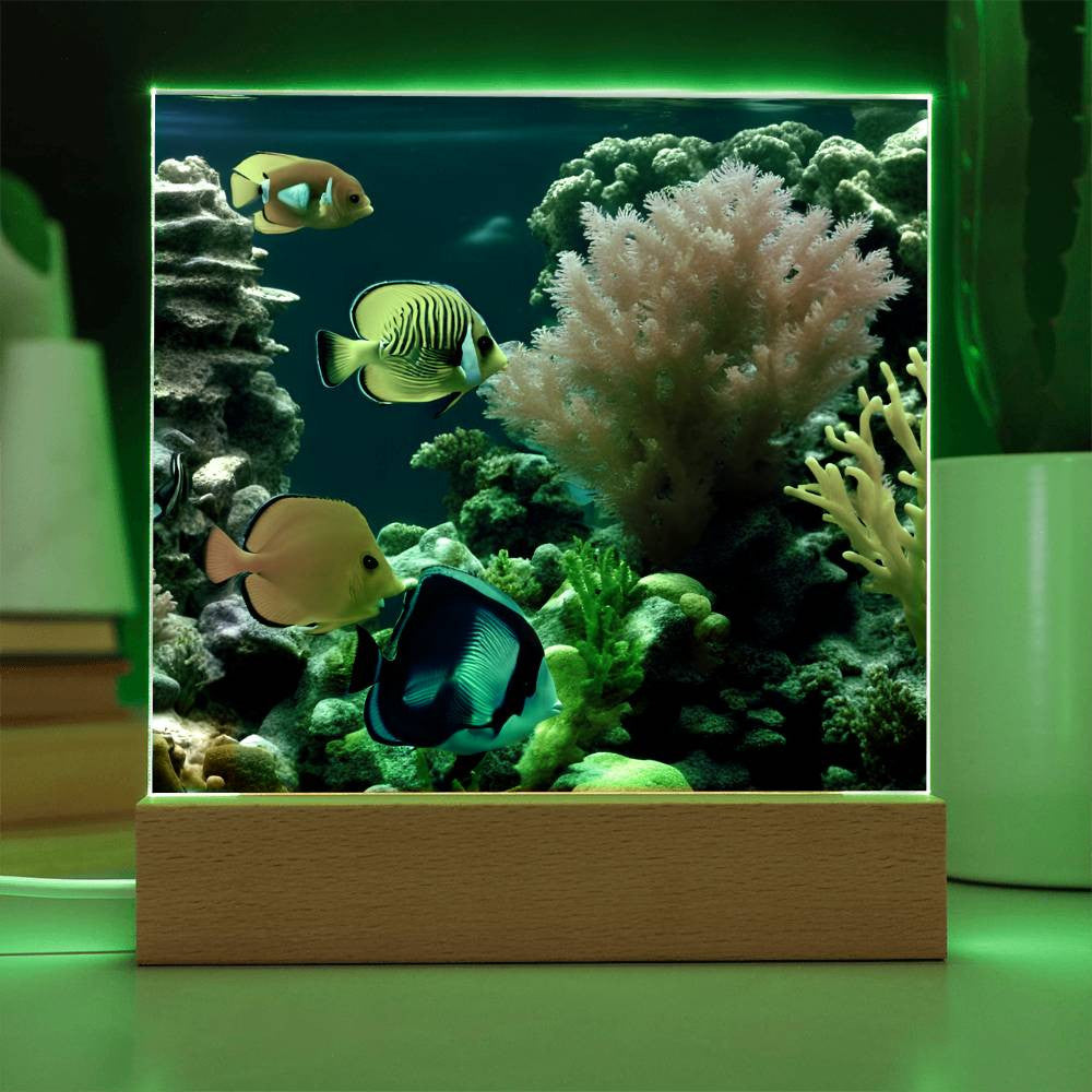 Coral Reef Salt Water Fish Virtual Aquarium Desk Decor Plaque-[Heartfelt Family Gift]