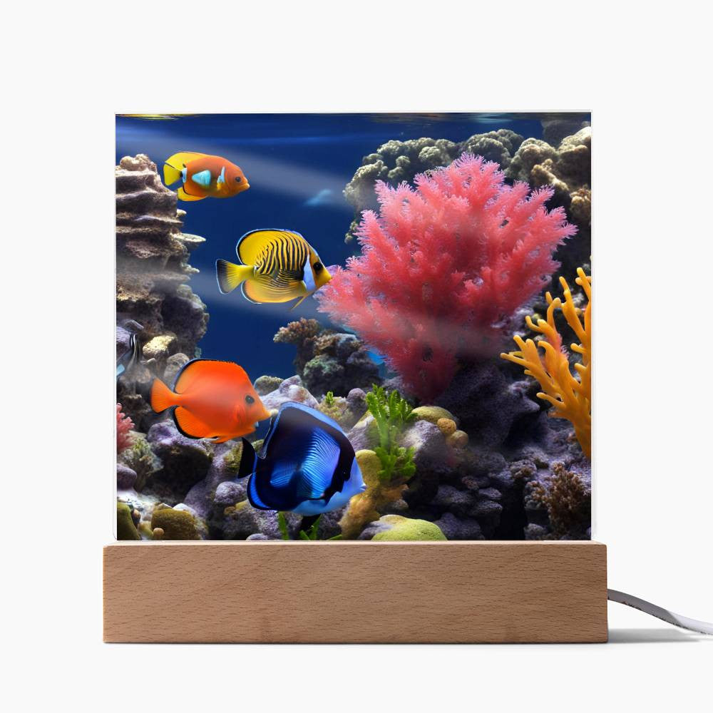 Coral Reef Salt Water Fish Virtual Aquarium Desk Decor Plaque-[Heartfelt Family Gift]