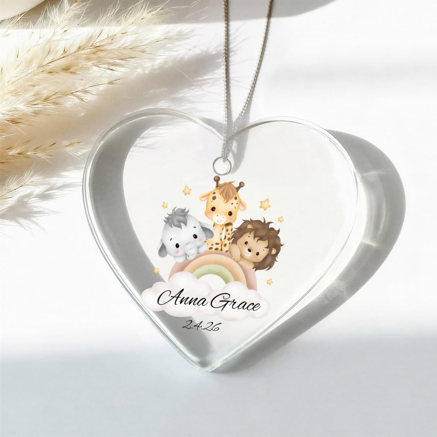 Baby Safari Animal Heart Ornament