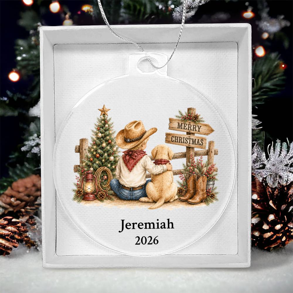 Cowboy Dog Christmas Ornament