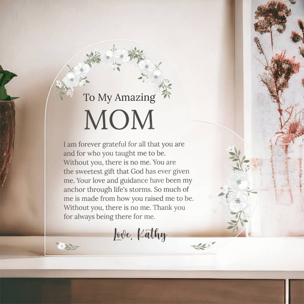 Mom Heart Acrylic Plaque Gift