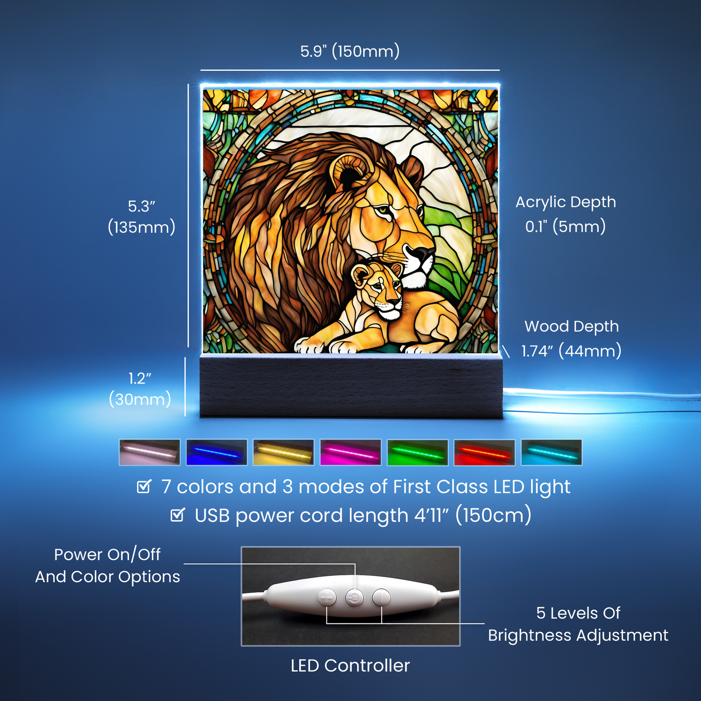 Mama Lion and Cub Acrylic Square Plaque-[Heartfelt Family Gift]