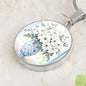 Engraved Floral Pendant Necklace Delft Blue Vase-[Heartfelt Family Gift]