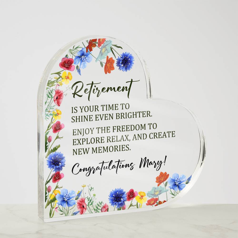 Retirement Acrylic Heart Plaque Gift