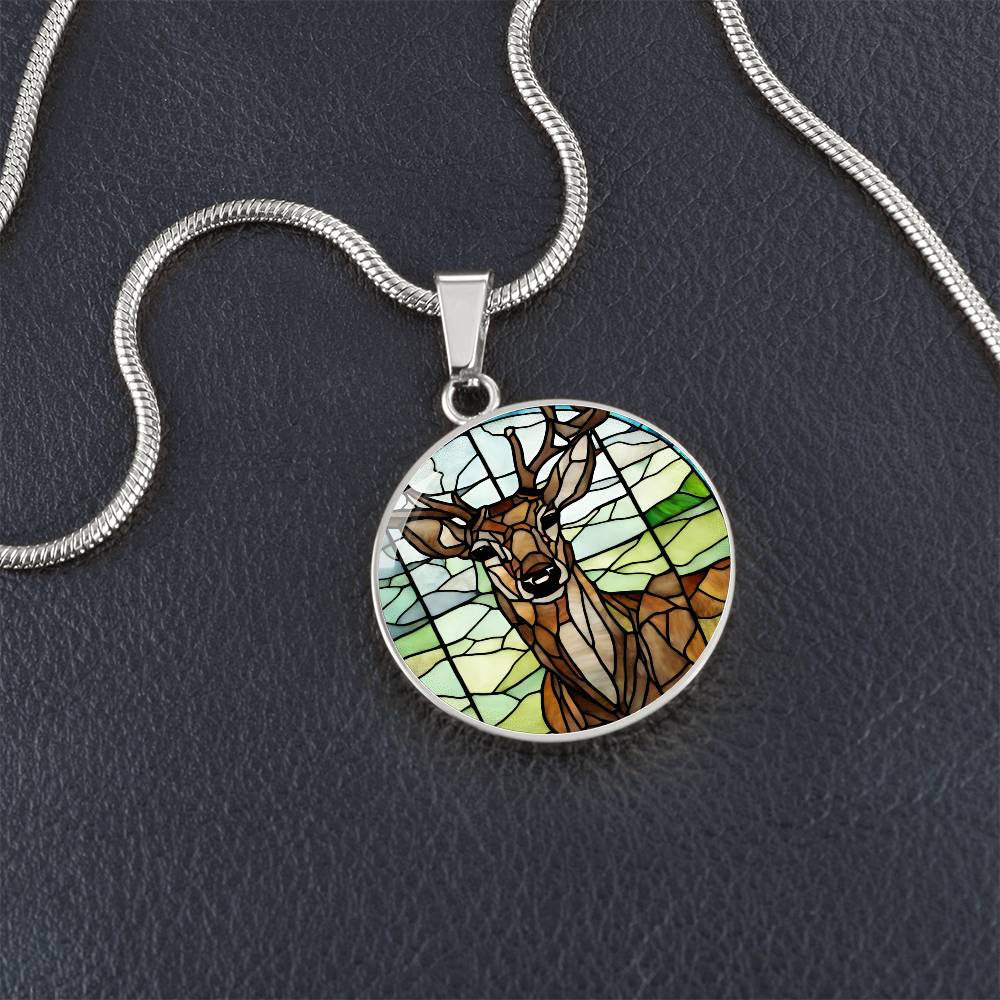 Deer Faux Stained Glass Necklace or Charm Bracelet-[Heartfelt Family Gift]