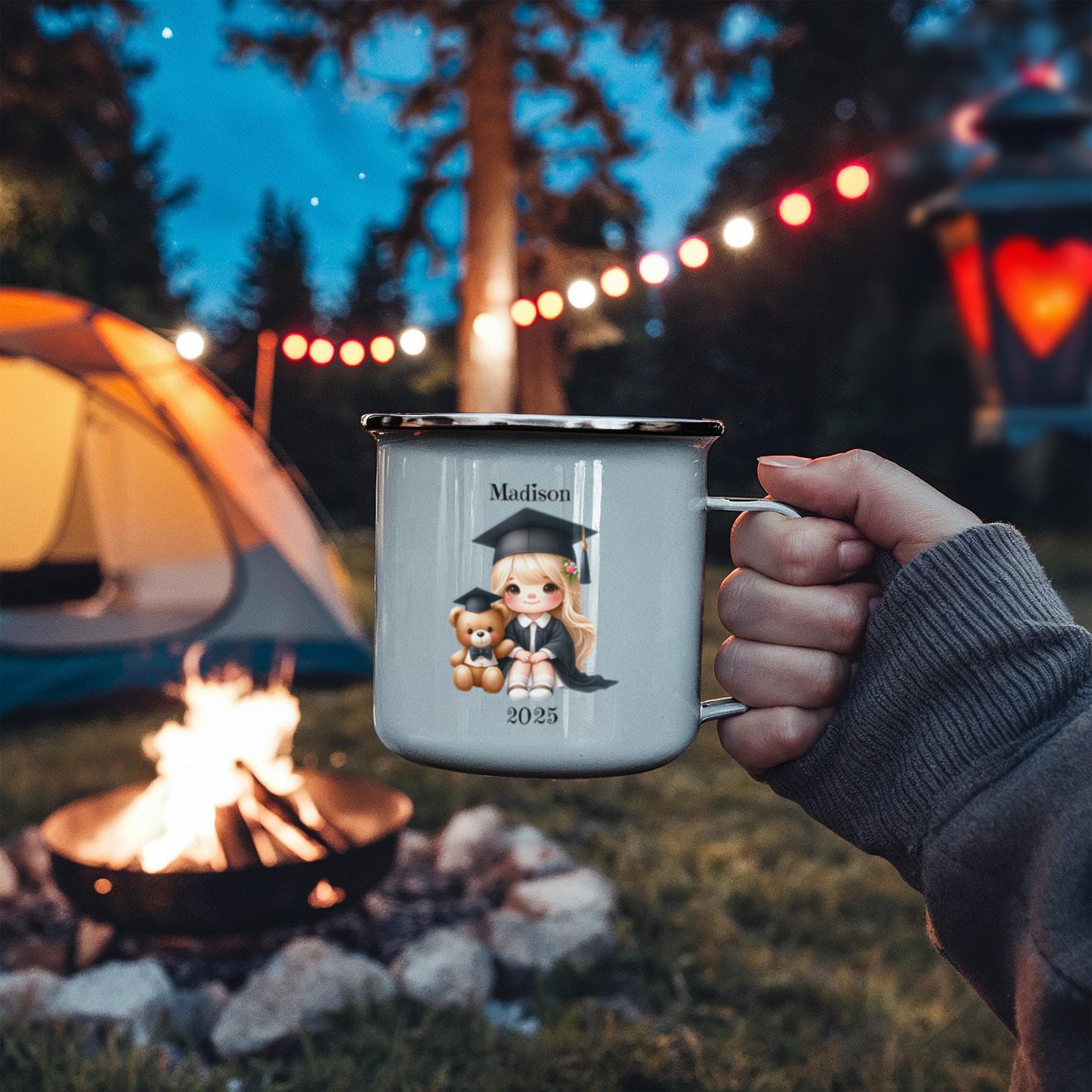 Kindergarten Graduation 12oz Enamel Camping Mug