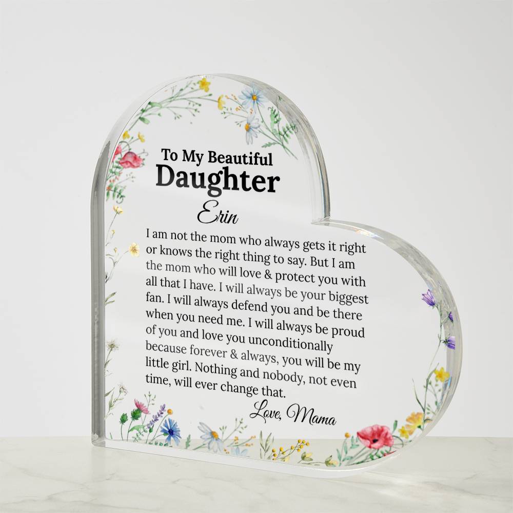 To My Daughter Heart Plaque Gift from mom