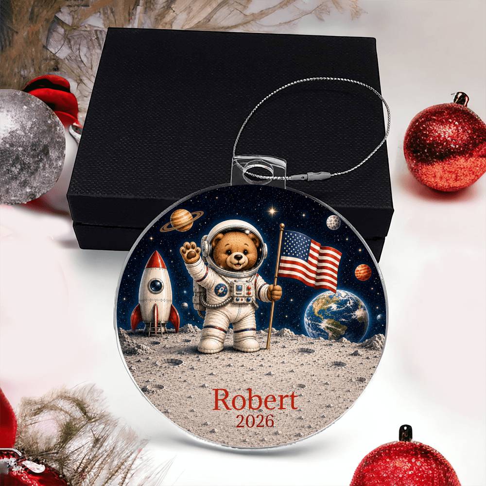 Kids Bear Astronaut Christmas Ornament