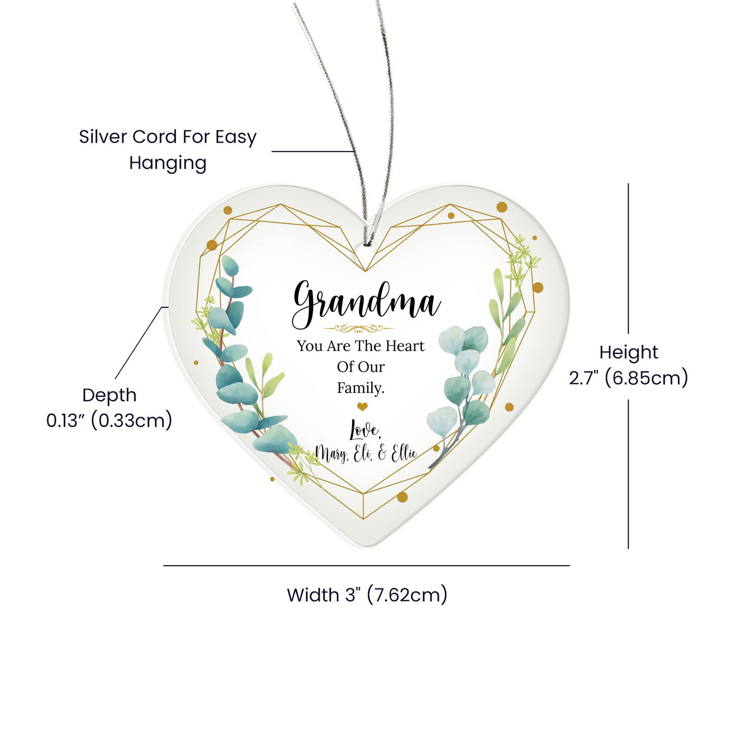 Grandma Ceramic Heart Ornament
