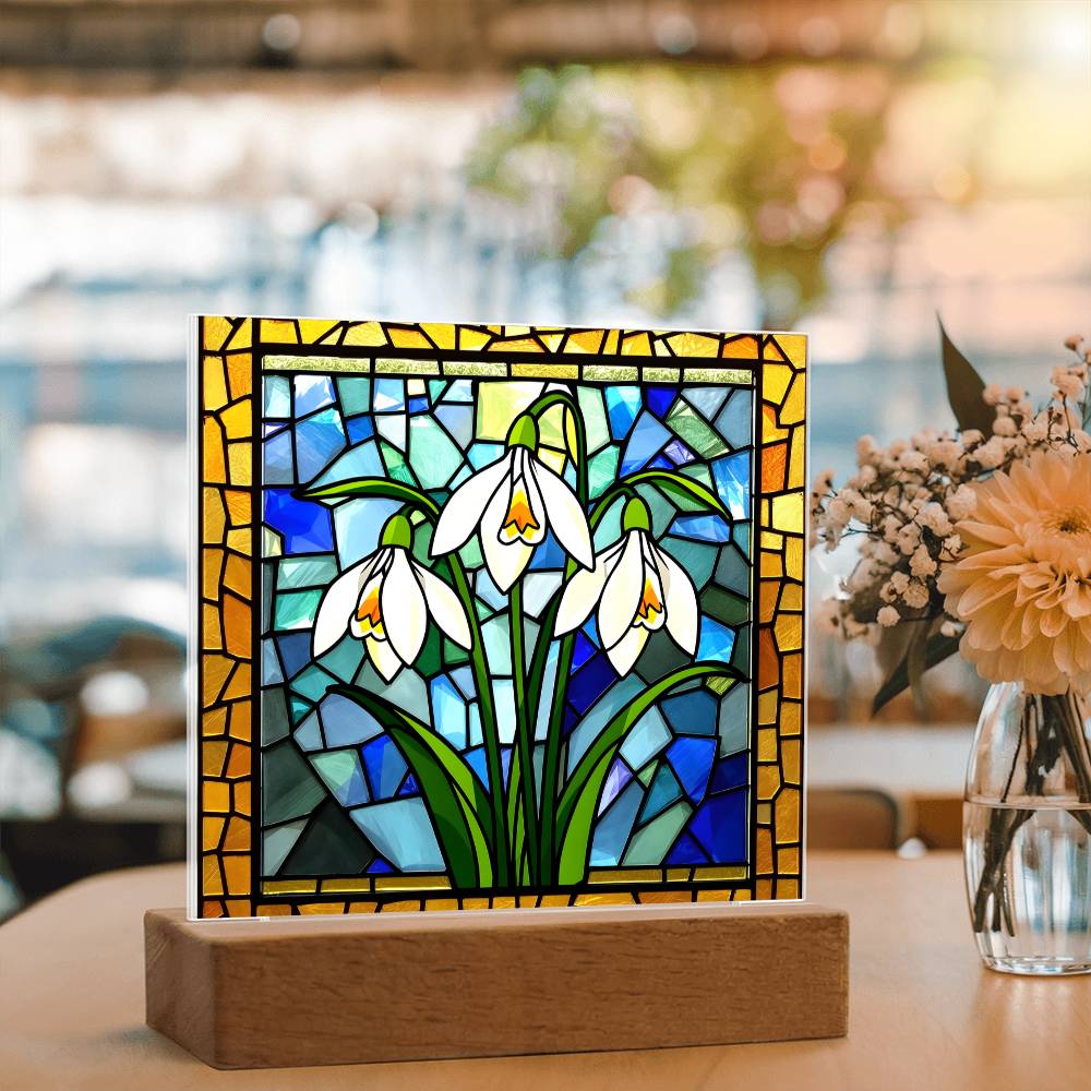 Snowdrop Acrylic Plaque Table Light