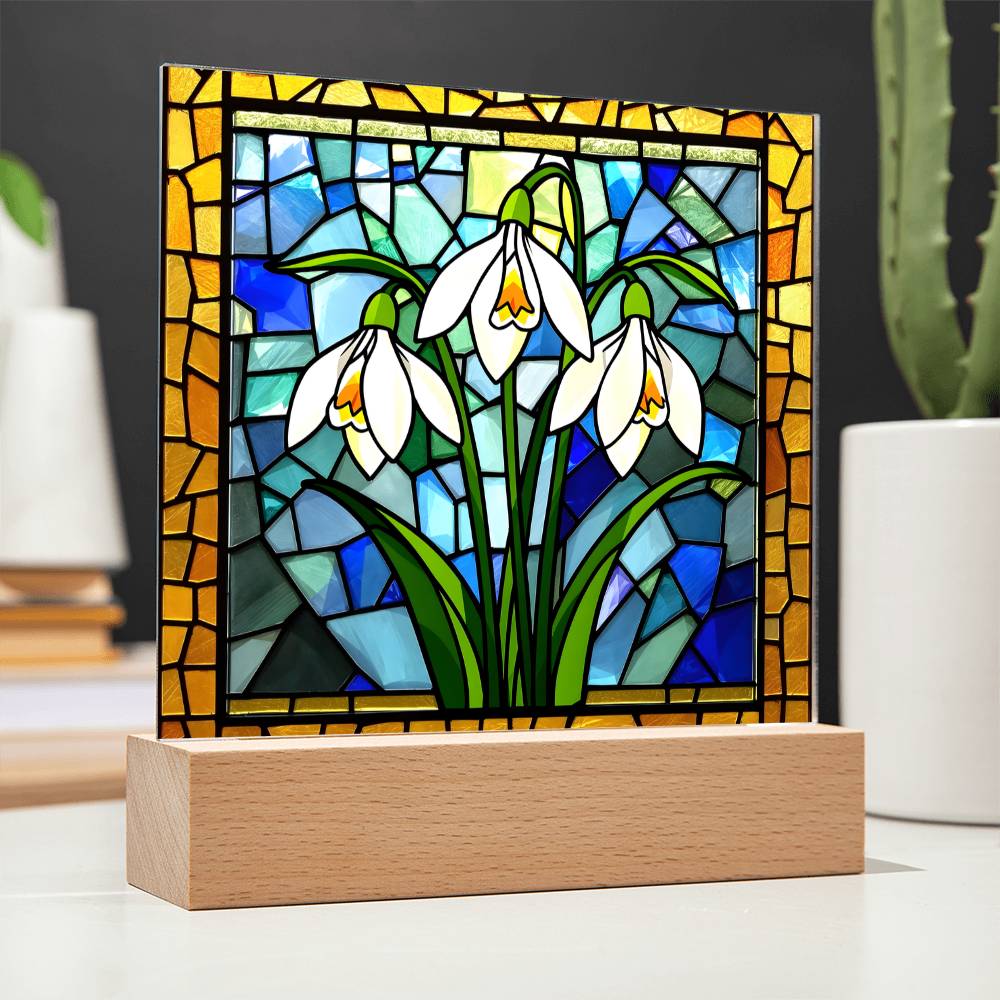 Snowdrop Acrylic Plaque Table Light
