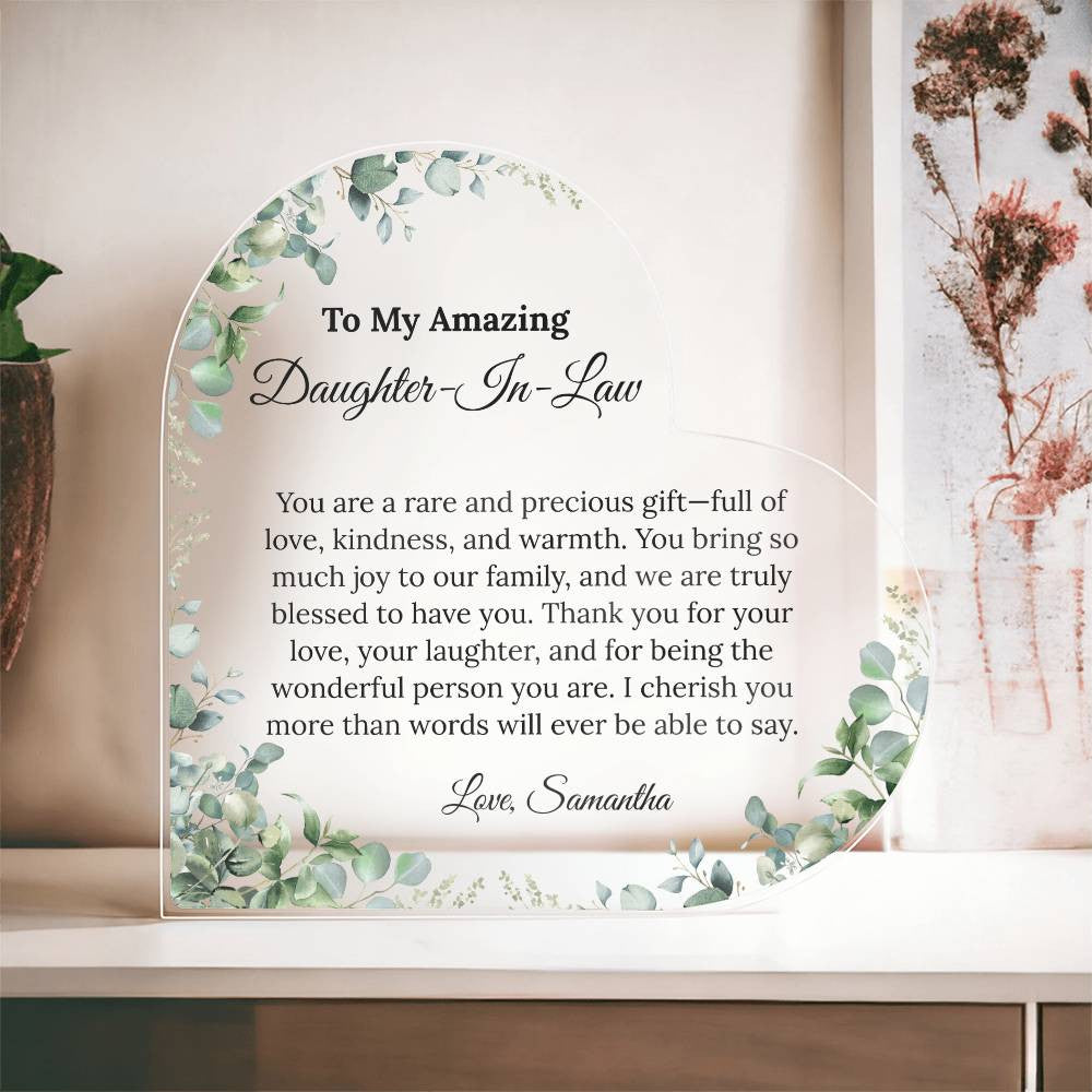 Personalized Daughter in Law Heart Plaque