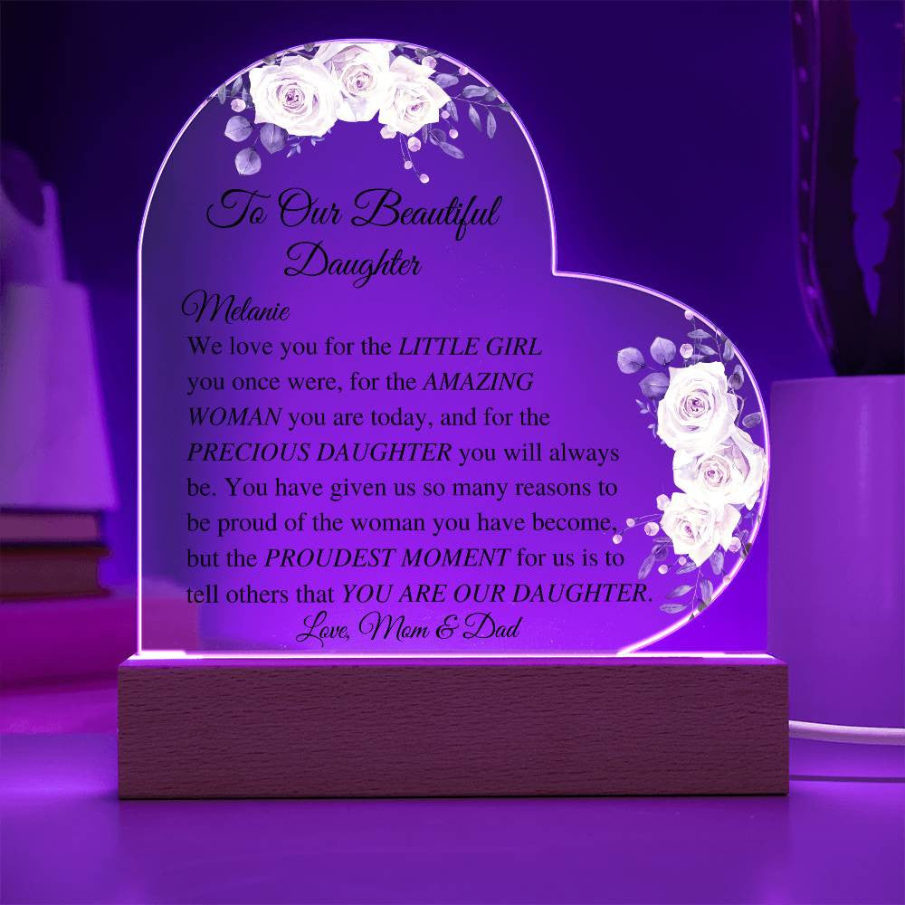 Daughter Acrylic Heart Plaque from Mom & Dad