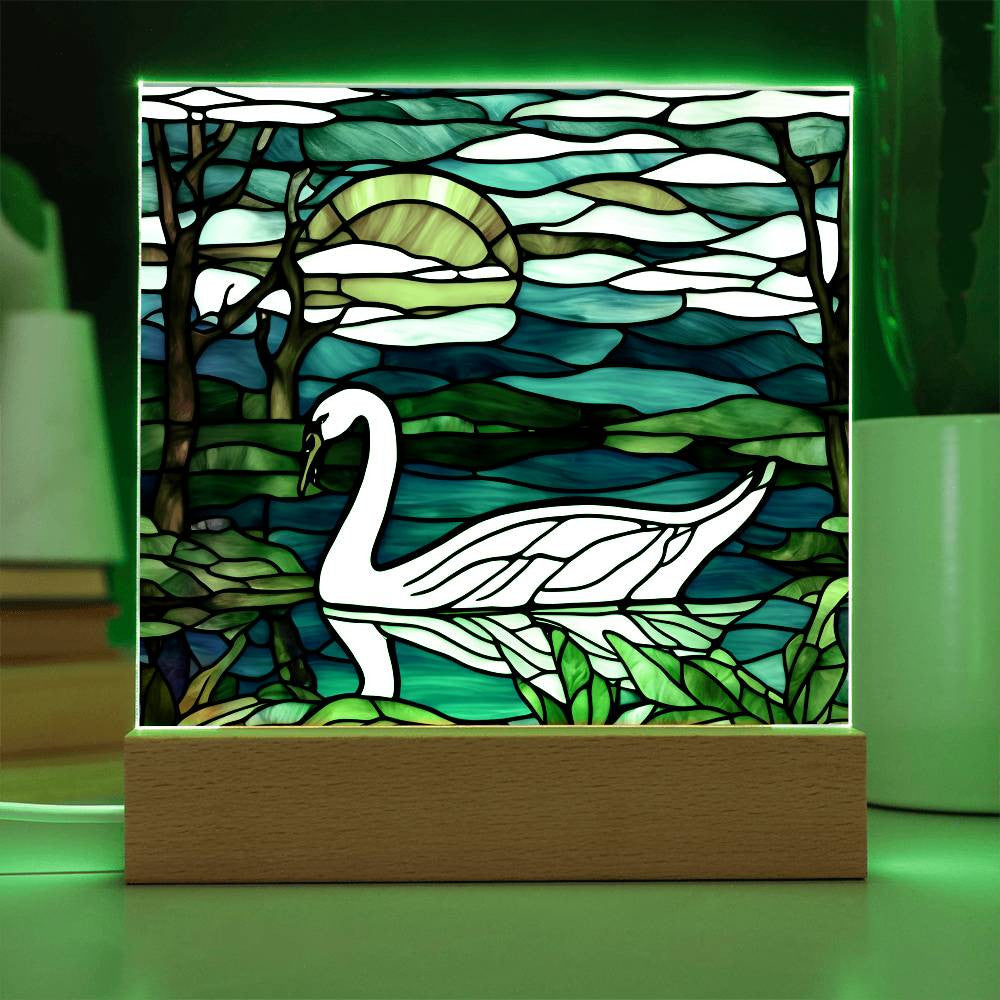 Swan Lake Scene Acrylic Square Plaque-[Heartfelt Family Gift]