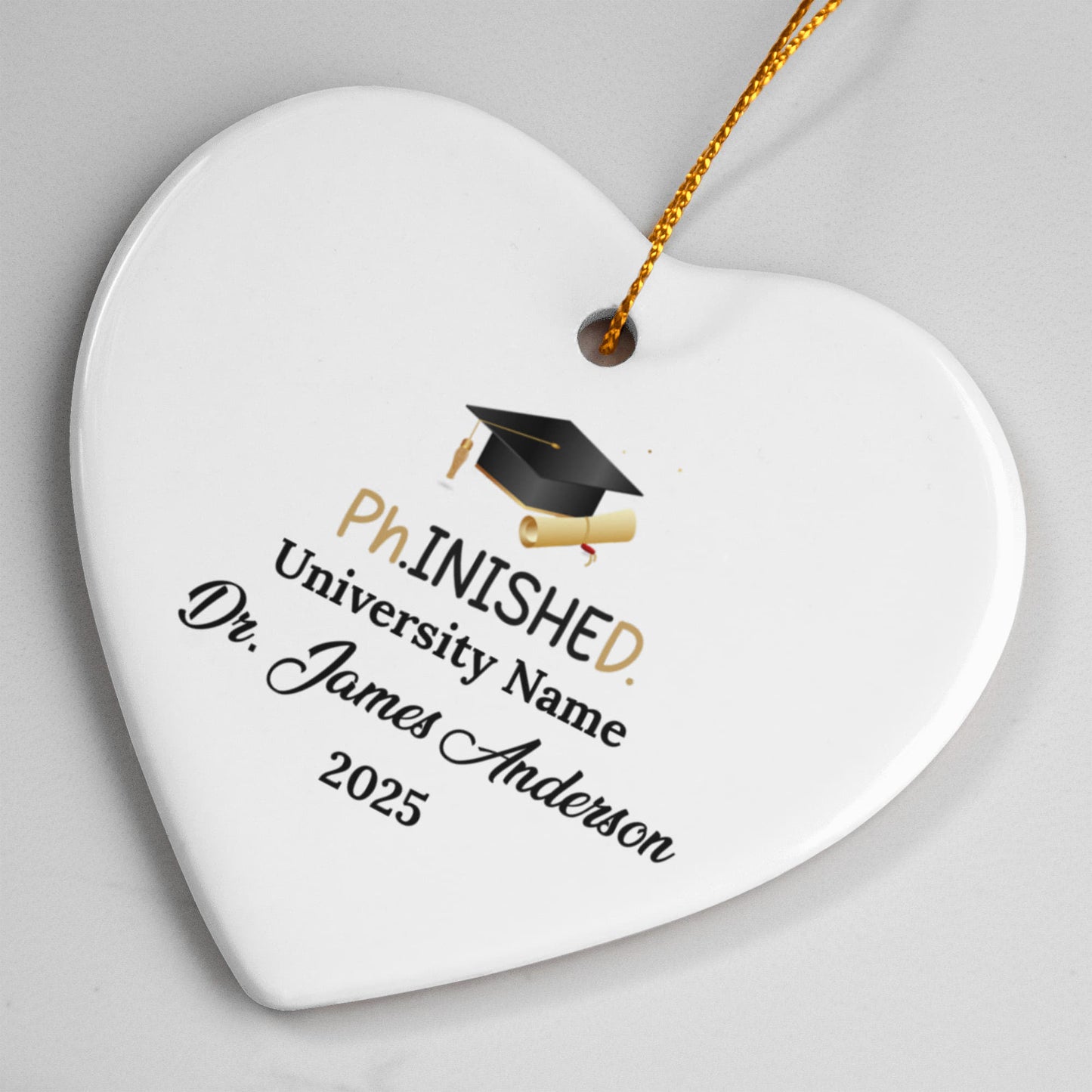 Phd Doctorate Degree Ceramic Heart Ornament