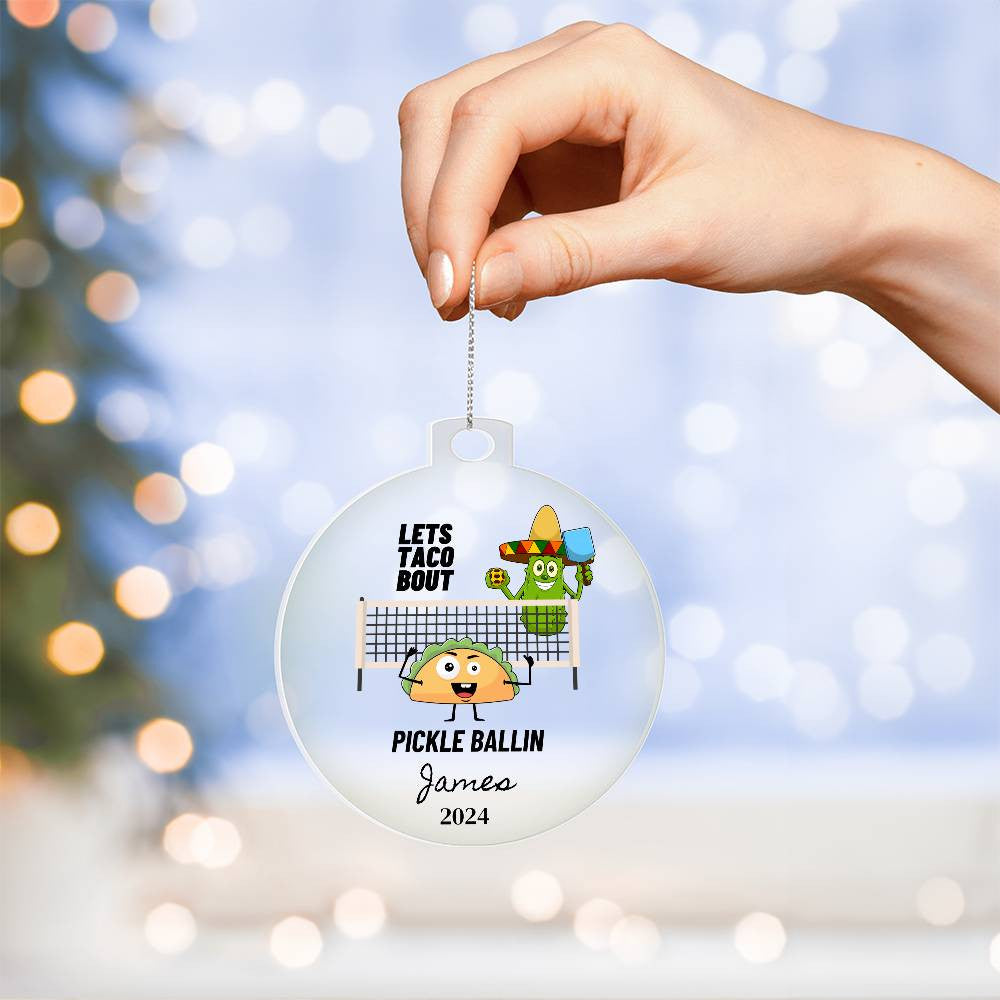 Funny PIckleball Acrylic Christmas Ornament-[Heartfelt Family Gift]