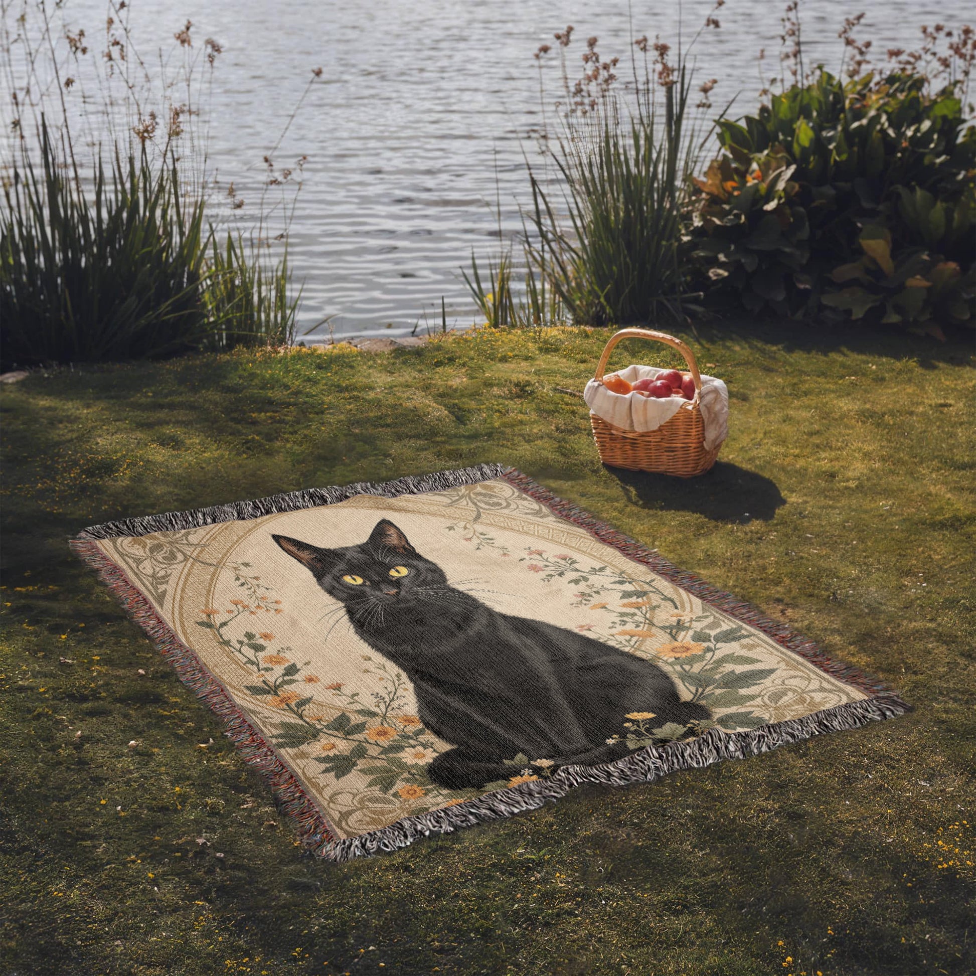 Black Cat Woven Blanket-[Heartfelt Family Gift]