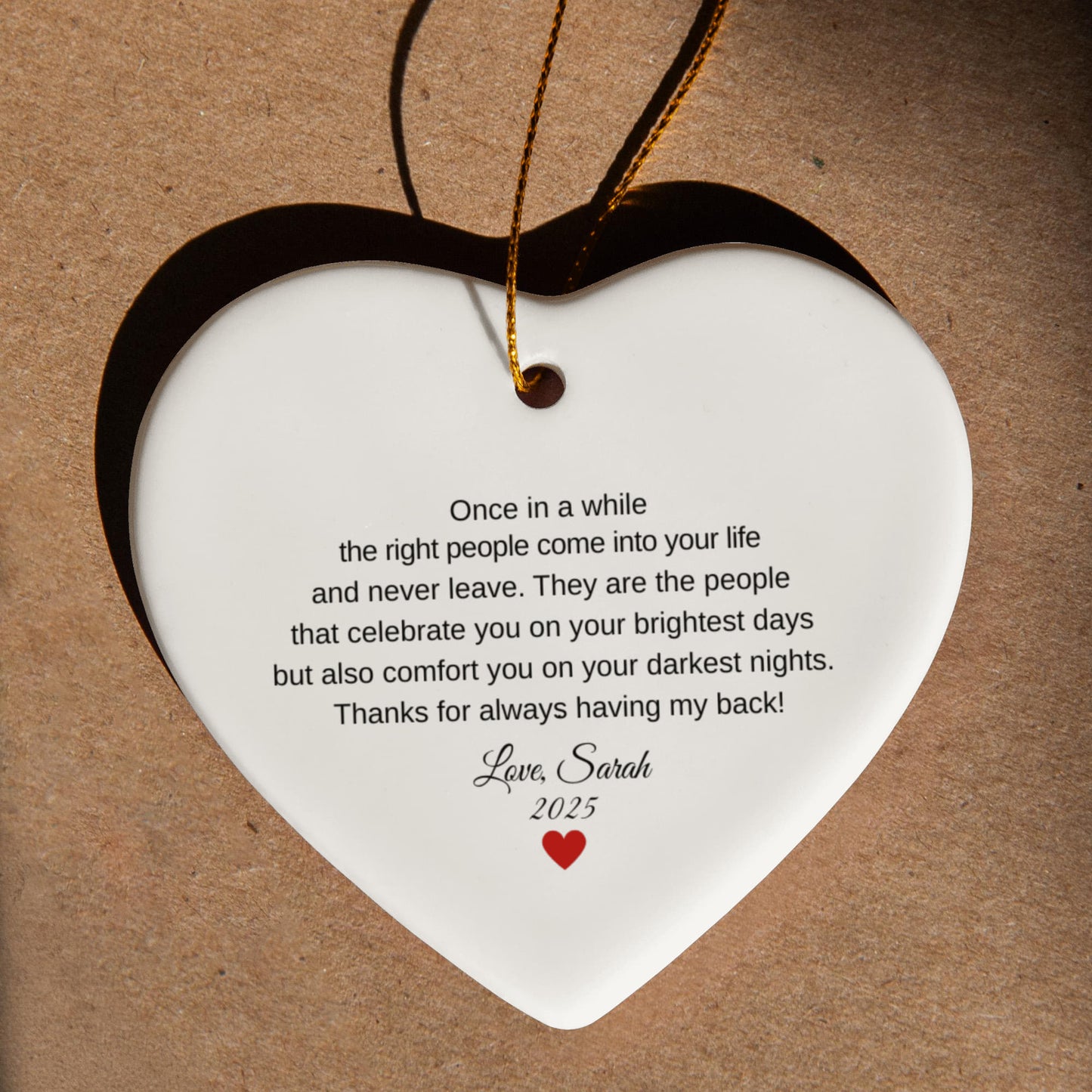 Friends Ceramic Heart Thank You Ornament