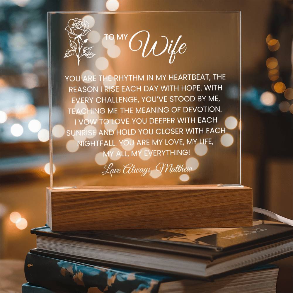 Wife Rose Plaque Gift