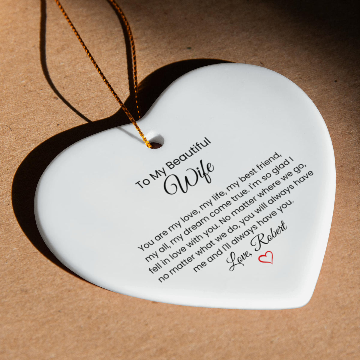 Ceramic Heart Ornament Gift for Wife