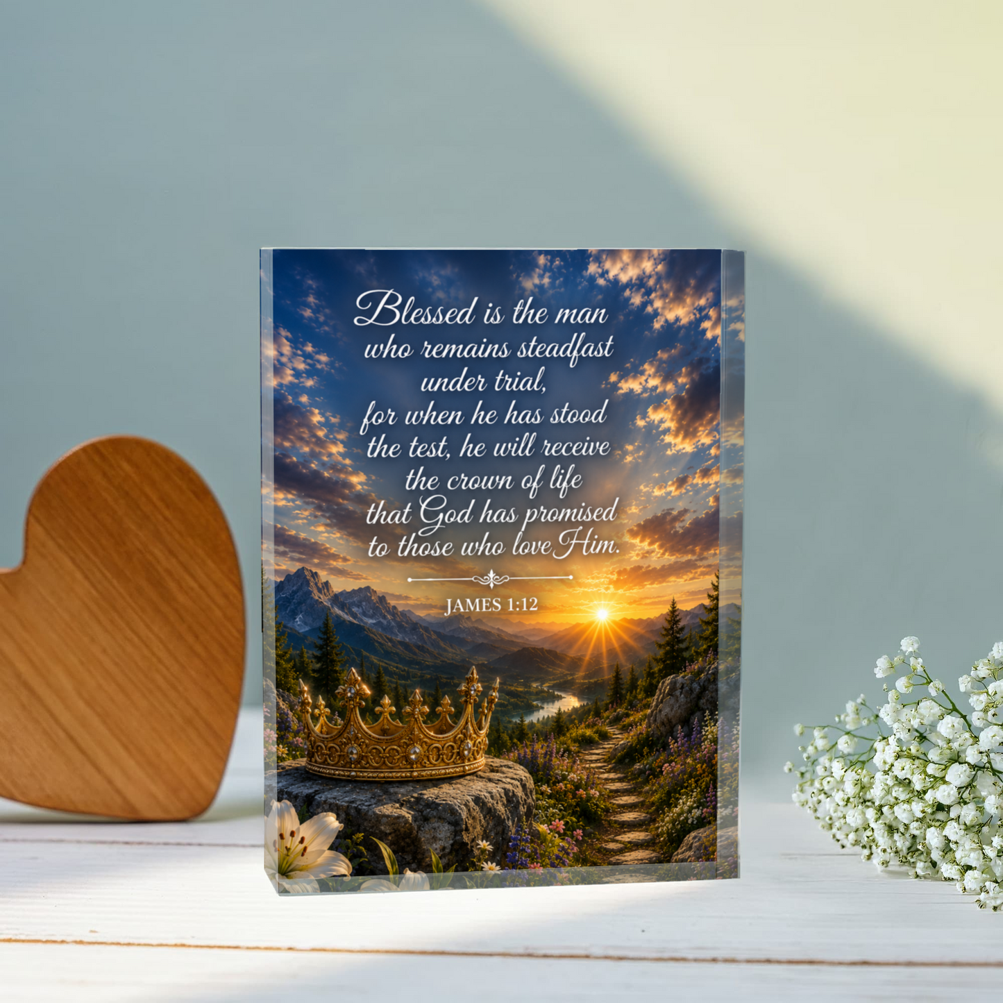 James 1:12 Bible Verse Acrylic Plaque