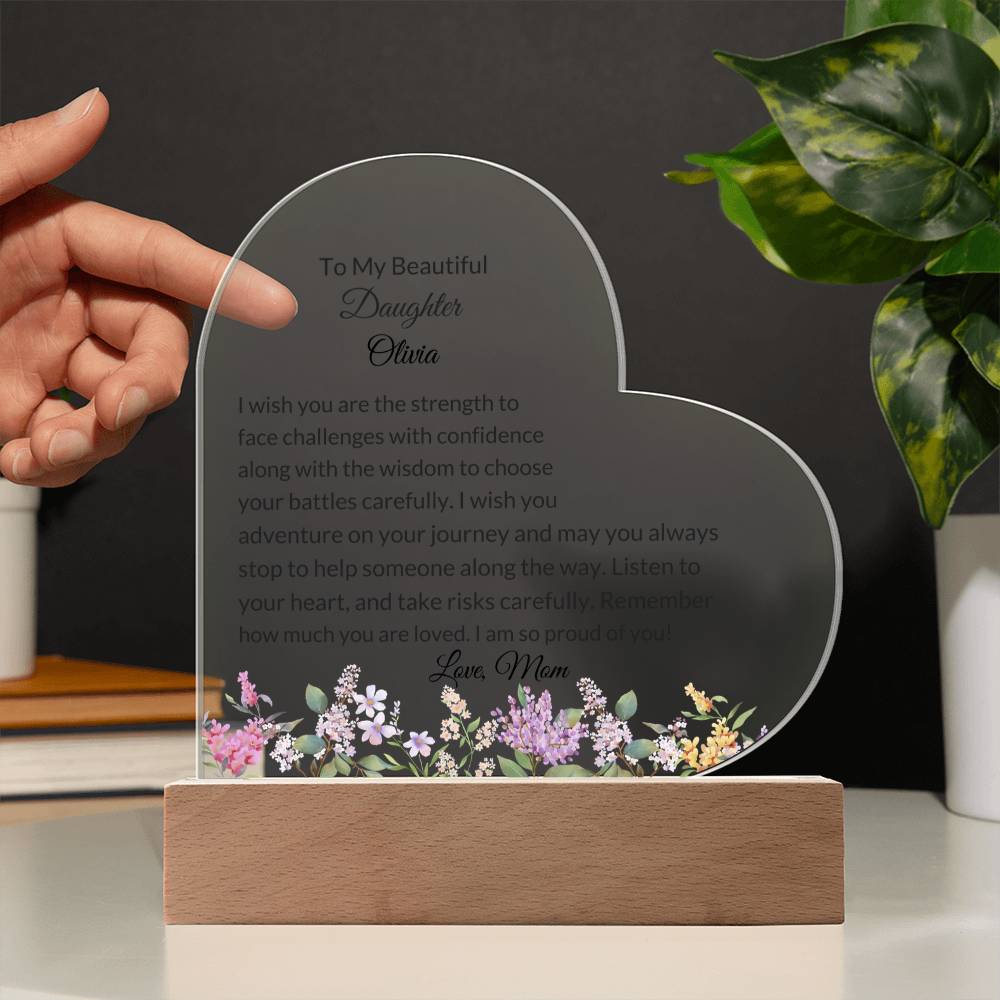 Daughter Personalized LED  Heart Plaque