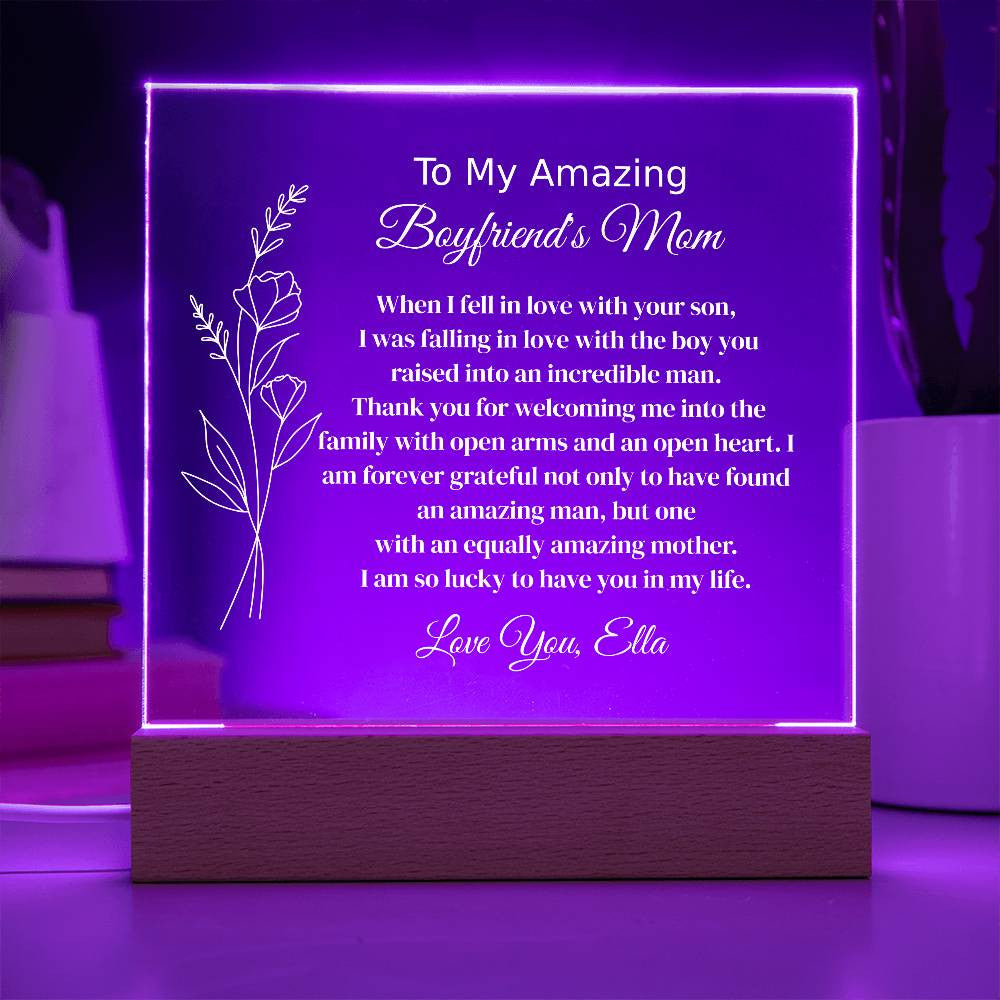 Personalized Boyfriend's Mom Lighted Plaque