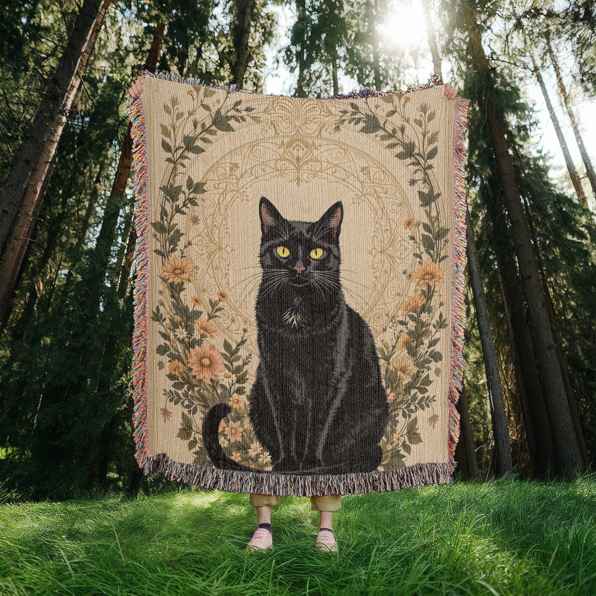 Black Cat Woven Blanket-[Heartfelt Family Gift]