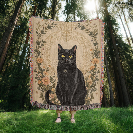 Black Cat Woven Blanket-[Heartfelt Family Gift]