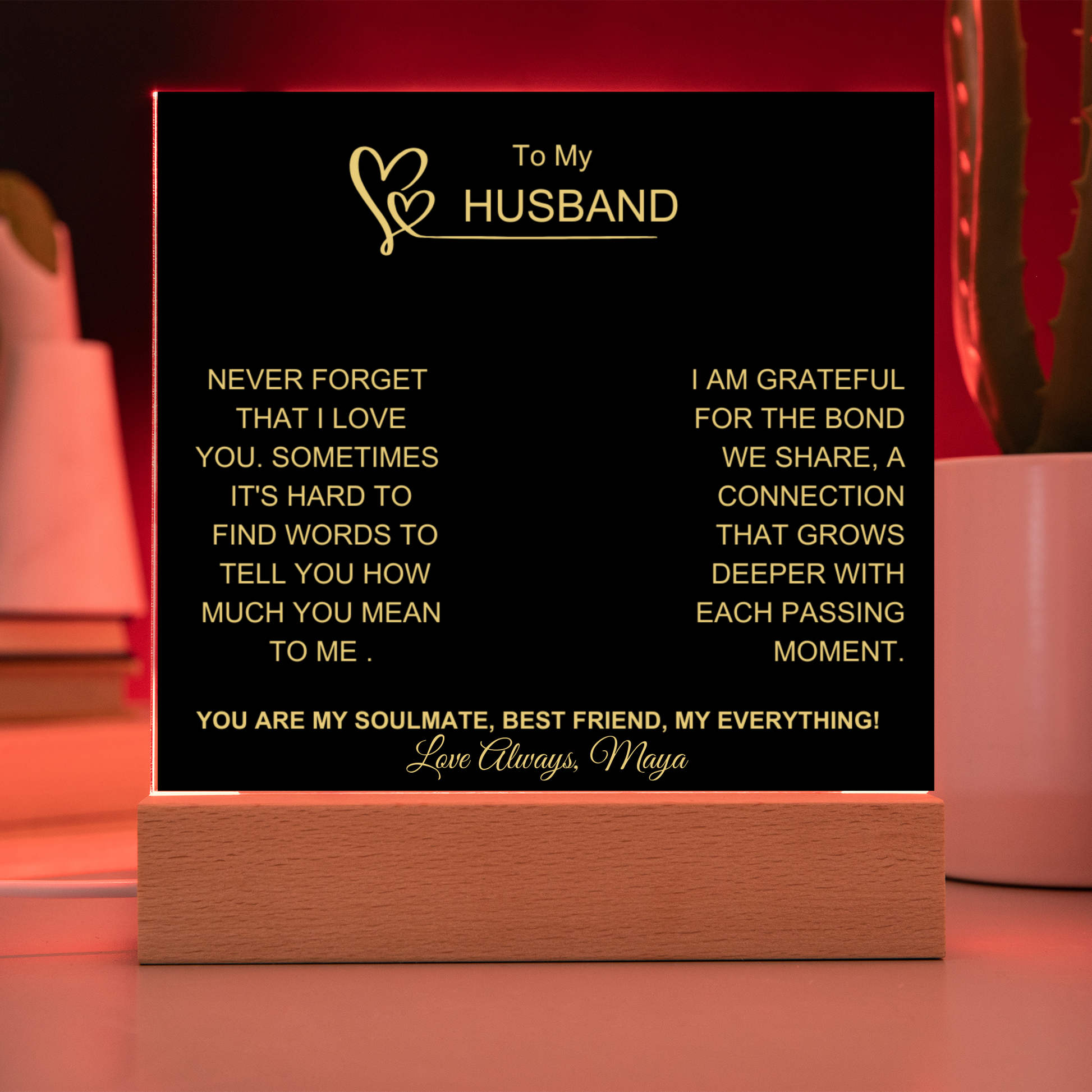 Husband LED Plaque and Cross Necklace Gift Set-[Heartfelt Family Gift]