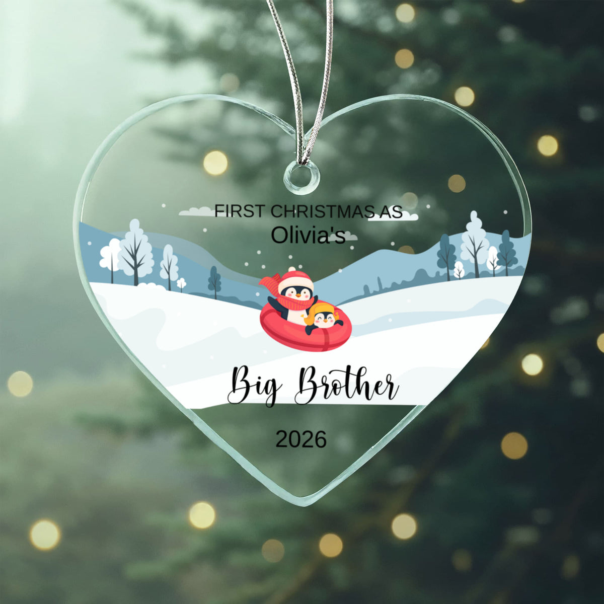 Big Brother or Sister Acrylic Heart Ornament for New Baby